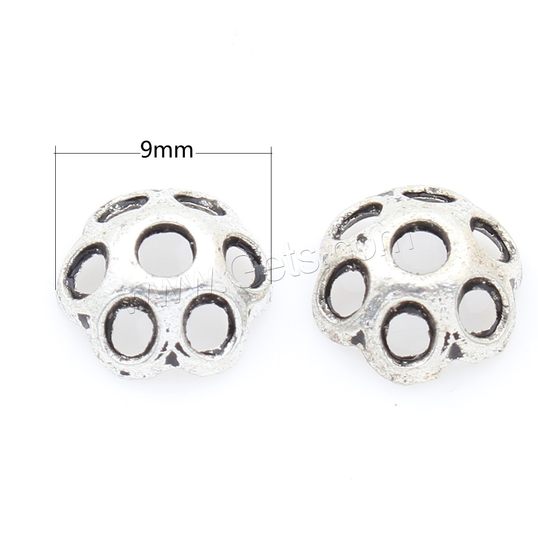 Zinc Alloy Bead Caps, Flower, antique silver color plated, nickel, lead & cadmium free, 9*4mm, Approx 1500PCs/Bag, Sold By Bag