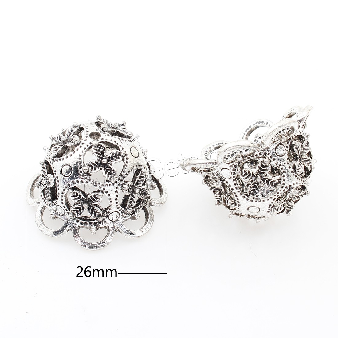 Zinc Alloy Bead Caps, Flower, antique silver color plated, nickel, lead & cadmium free, 26*16mm, Approx 83PCs/Bag, Sold By Bag
