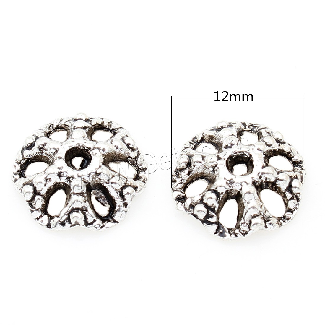 Zinc Alloy Bead Caps, Flower, antique silver color plated, nickel, lead & cadmium free, 12*3mm, Approx 750PCs/Bag, Sold By Bag