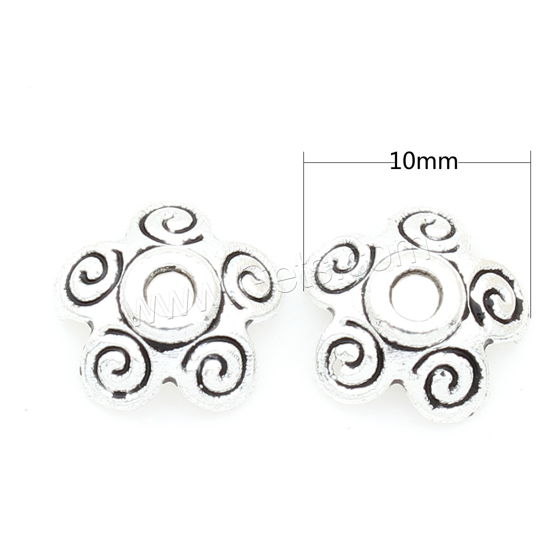 Zinc Alloy Bead Caps, Flower, antique silver color plated, nickel, lead & cadmium free, 10*3mm, Approx 1500PCs/Bag, Sold By Bag