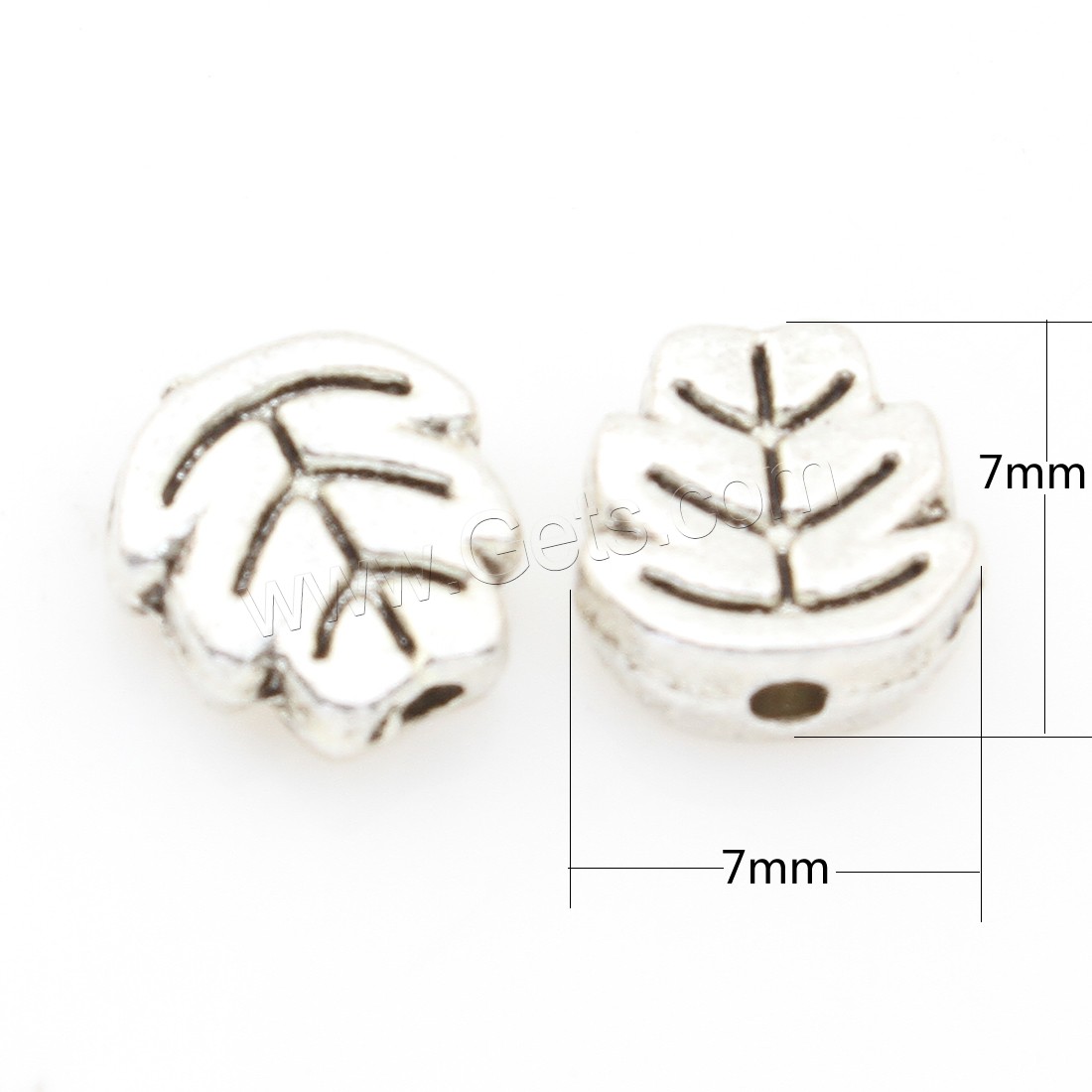 Zinc Alloy Jewelry Beads, Leaf, antique silver color plated, nickel, lead & cadmium free, 7x7x3mm, Hole:Approx 1mm, 750PCs/Bag, Sold By Bag