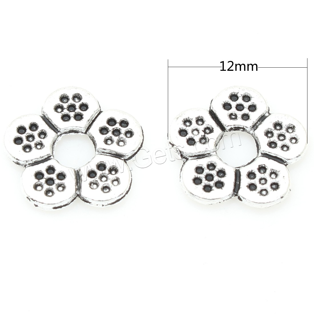 Zinc Alloy Spacer Beads, Flower, plated, 12*1mm, Approx 1000PCs/Bag, Sold By Bag
