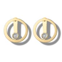 Zinc alliage strass Stud Earring, alliage de zinc, Placage, pour femme & avec strass, doré, 23mm, Vendu par paire