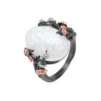 Zinc Alloy Finger Ring, with Opal, plated & for woman 