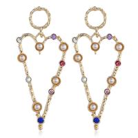 Kunststoff Perle Zink Legierung Ohrring, Zinklegierung, mit Kunststoff Perlen, plattiert, für Frau & mit Strass, farbenfroh, 70x30mm, verkauft von Paar
