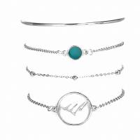 Zinc Alloy Bracelet Set, plated, 4 pieces & Adjustable & for woman, silver color, 160mm  