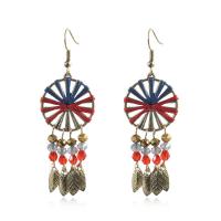 Zinc Alloy Drop Earring, with Glass Beads, plated, Bohemian style & for woman & hollow, multi-colored 
