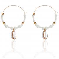Zinc Alloy Hoop Earring, with Seedbead, Shell, plated, for woman, white 