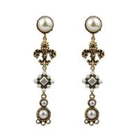 Plastic Pearl Zinc Alloy Earring, with Plastic Pearl, plated, vintage & for woman, gold 