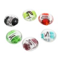 Silberfolie Lampwork Perlen, flache Runde, Zufällige Farbe, 20*10mm, Bohrung:ca. 1mm, ca. 100PCs/Tasche, verkauft von Tasche