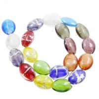 Silberfolie Lampwork Perlen, oval, Zufällige Farbe, 16x21x6mm, Bohrung:ca. 2mm, 100PCs/Tasche, verkauft von Tasche