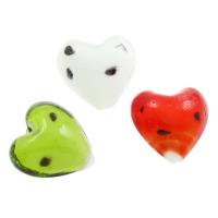Handgefertigte Lampwork Perlen, Herz, Zufällige Farbe, 20x20x10mm, Bohrung:ca. 1mm, ca. 100PCs/Tasche, verkauft von Tasche
