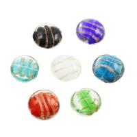 Gold Sand Lampwork Beads, Flat Round, Random Color, 28*13mm Approx 2mm, Approx 