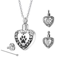Titanium Steel Cinerary Casket Necklace, Heart, Unisex & oval chain & enamel Approx 19.7 Inch 