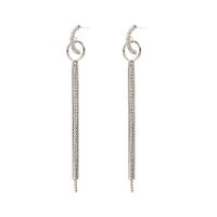 Zinc Alloy Tassel Earring, zinc alloy post pin, plated, for woman & with rhinestone 