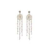 Plastic Pearl Zinc Alloy Earring, with Plastic Pearl, zinc alloy post pin, gold color plated, for woman & with rhinestone 