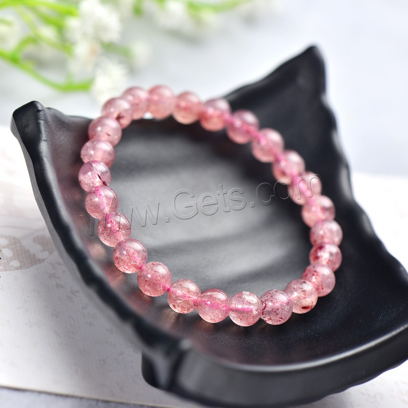 Strawberry Quartz bracelet, Rond, naturel, normes différentes pour le choix & pour femme, rose, Vendu par brin
