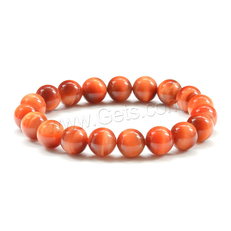 Tiger Eye Stone Bracelets, Round, natural, Unisex & different size for choice, orange, Sold By Strand