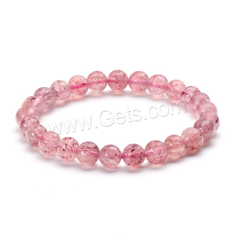 Strawberry Quartz Bracelet, Round, natural, different size for choice & for woman, pink, Sold By Strand