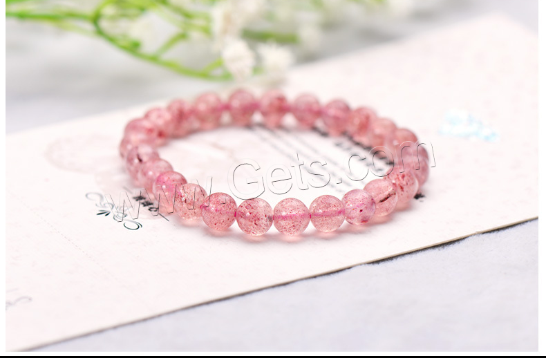 Strawberry Quartz bracelet, Rond, naturel, normes différentes pour le choix & pour femme, rose, Vendu par brin