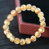 Rutilated Quartz Bracelet, Round, natural, Unisex golden 