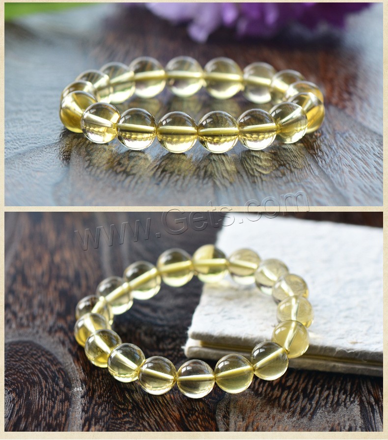 Citrine Bracelet, Round, natural, Unisex & different size for choice, yellow, Sold By Strand