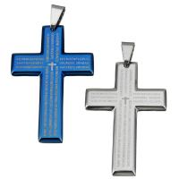 Stainless Steel Cross Pendants, with letter pattern Approx 