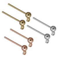 Stainless Steel Earring Stud Component, Brass, oil seal, high quality plated & with loop 0.8mm Approx 1mm 