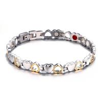 Stainless Steel Chain Bracelets, Heart, plated, Unisex, 205mm 