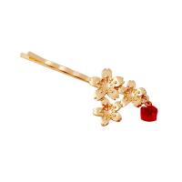 Hair Slide, Zinc Alloy, with Crystal, Oriental Cherry, gold color plated, for woman, Random Color, 55mm,22mm 