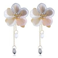 Zinc Alloy Rhinestone Drop Earring, Flower, plated, for woman & with rhinestone, multi-colored 
