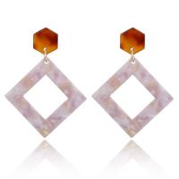 Resin Drop Earring, with Acetate, Square, plated, for woman 