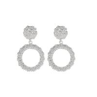 Zinc Alloy Drop Earring, Donut, plated, embossed & for woman & frosted 
