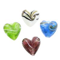 Goldsand Lampwork Perlen, Herz, Zufällige Farbe, 20*10mm, Bohrung:ca. 1mm, 100PCs/Tasche, verkauft von Tasche