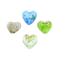 Silberfolie Lampwork Perlen, flacher Herz, Zufällige Farbe, 20*10mm, Bohrung:ca. 1mm, 100PCs/Tasche, verkauft von Tasche