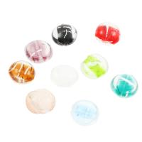 Silver Foil Lampwork Beads, Flat Round, Random Color, 15*9mm Approx 1mm 