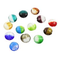 Silberfolie Lampwork Perlen, flache Runde, verschiedene Größen vorhanden, Zufällige Farbe, Bohrung:ca. 1mm, 100PCs/Tasche, verkauft von Tasche
