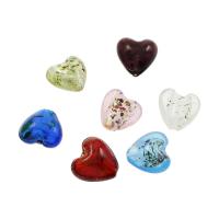 Lampwork Beads, Heart, silver powder, Random Color Approx 2mm 