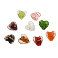 Gold Sand Lampwork Beads, Flat Heart, Random Color Approx 1mm, Approx 