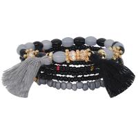 Zinc Alloy Combined Bracelet, with Cotton Thread & Seedbead & Resin, plated, for woman 25mm Approx 7 Inch 