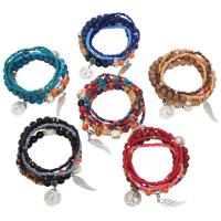 Zinklegierung kombiniertes Armband, mit Seedbead & Harz, silberfarben plattiert, für Frau, keine, 28mm, Länge:ca. 7 ZollInch, verkauft von Strang