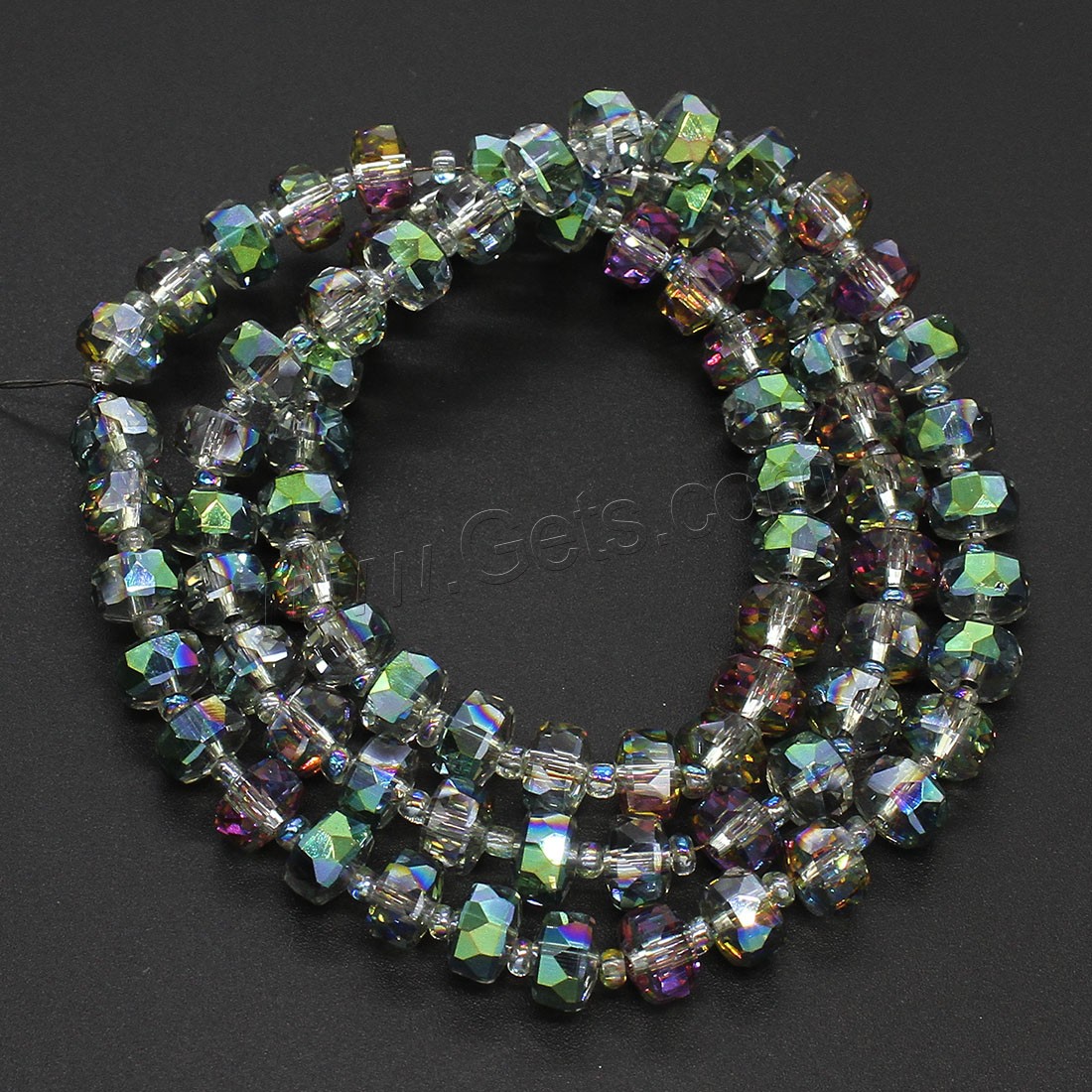 Perlas de cristal de moda, Rueda, chapado en colorido, diverso tamaño para la opción, más colores para la opción, agujero:aproximado 1mm, longitud:aproximado 21.25-22.83 Inch, Vendido por Sarta