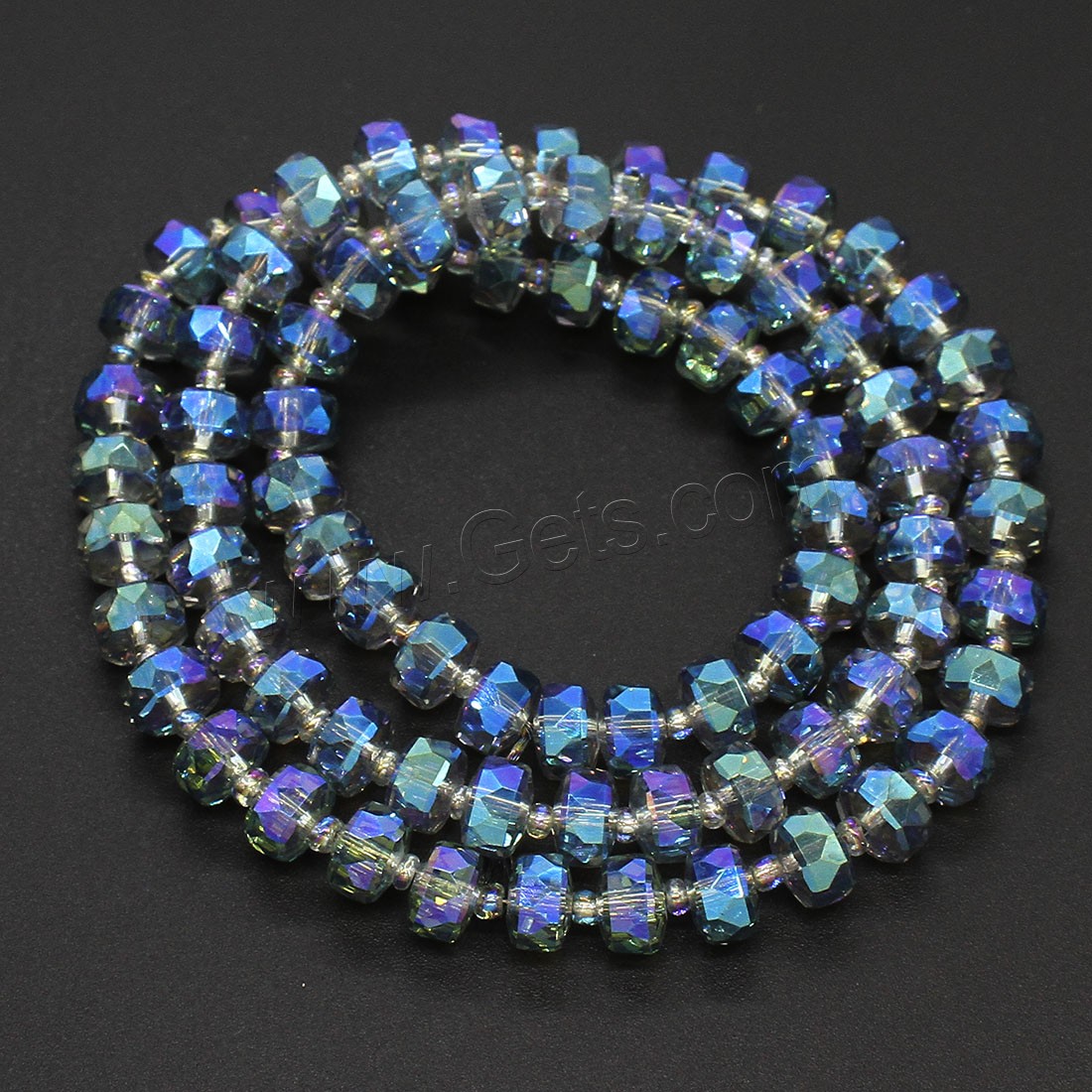 Mode Kristall Perlen, Rad, bunte Farbe plattiert, verschiedene Größen vorhanden, mehrere Farben vorhanden, Bohrung:ca. 1mm, Länge:ca. 21.25-22.83 ZollInch, verkauft von Strang