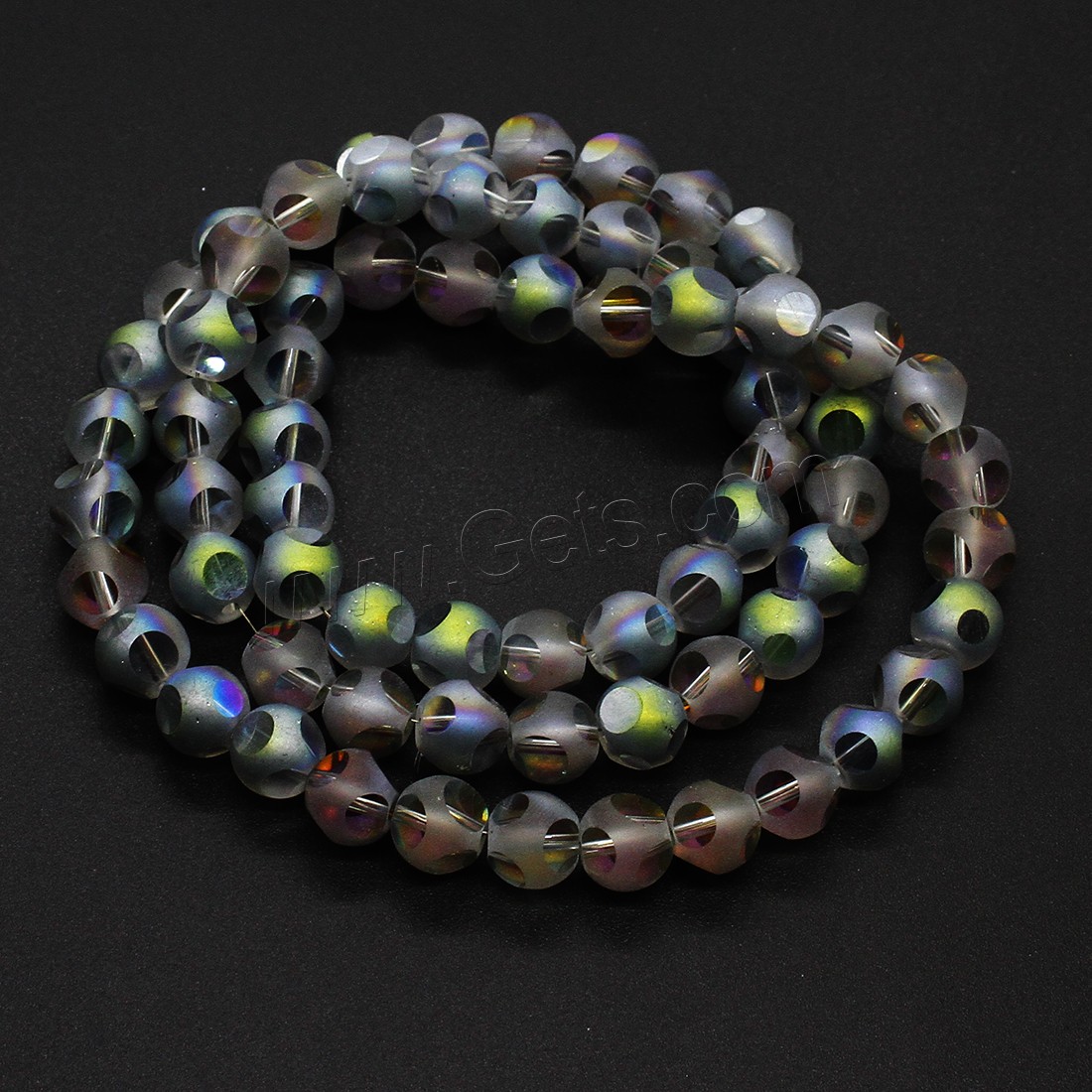 Mode Kristall Perlen, bunte Farbe plattiert, verschiedene Größen vorhanden & satiniert, mehrere Farben vorhanden, Bohrung:ca. 1mm, Länge:ca. 22.04-23.62 ZollInch, 72PCs/Strang, verkauft von Strang