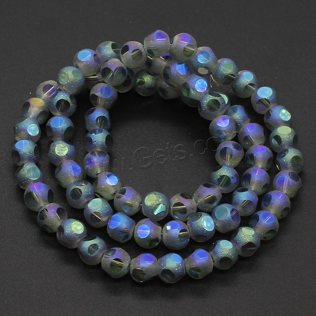 Mode Kristall Perlen, bunte Farbe plattiert, verschiedene Größen vorhanden & satiniert, mehrere Farben vorhanden, Bohrung:ca. 1mm, Länge:ca. 22.04-23.62 ZollInch, 72PCs/Strang, verkauft von Strang