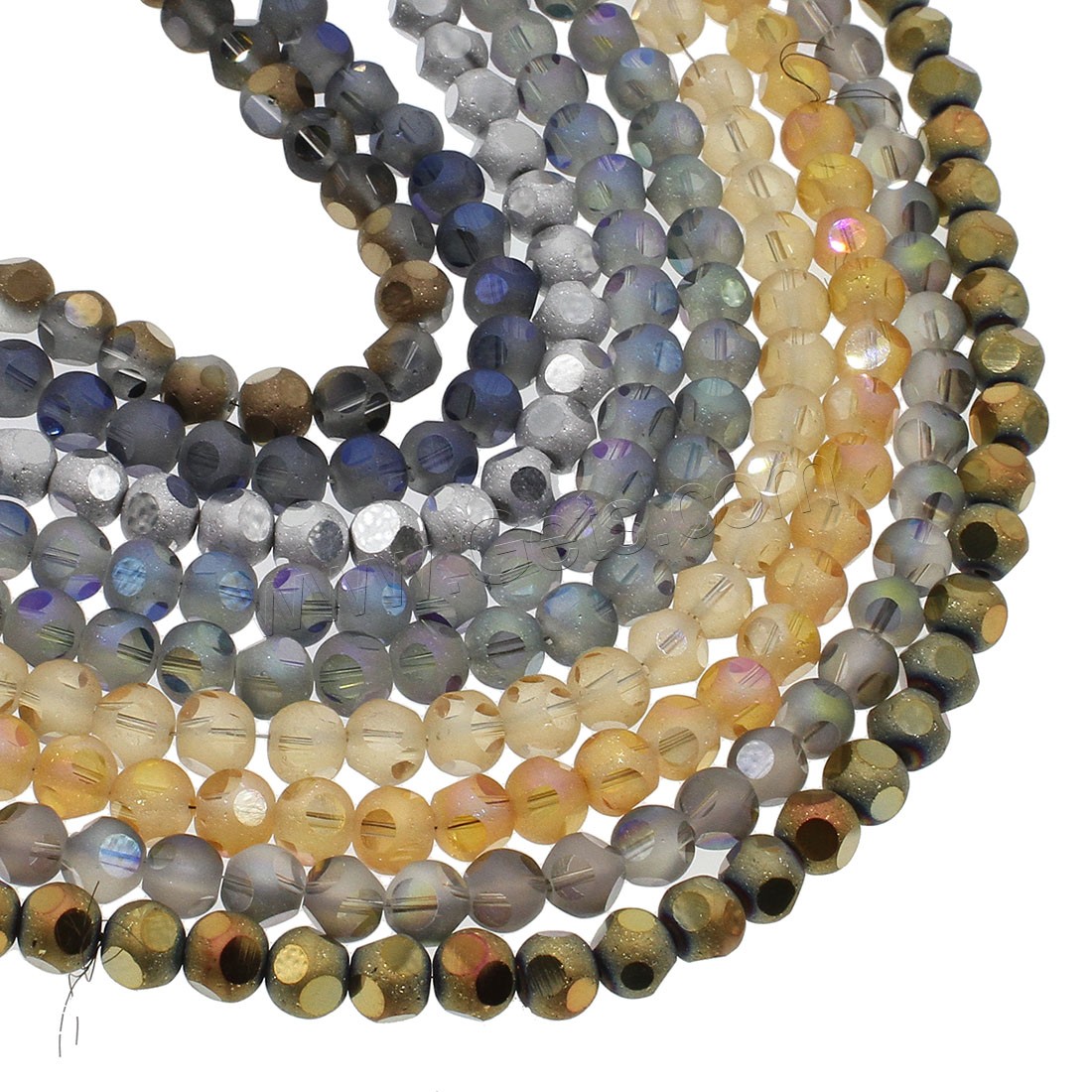 Mode de perles de cristal, Placage coloré, normes différentes pour le choix & givré, plus de couleurs à choisir, Trou:Environ 1mm, Longueur:Environ 22.04-23.62 pouce, 72PC/brin, Vendu par brin
