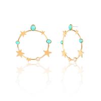Turquoise Zinc Alloy Earring, with turquoise, zinc alloy post pin, plated, for woman 