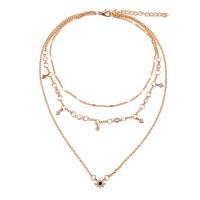 Crystal Zinc Alloy Necklace, with Crystal, plated, multilayer & for woman, golden Approx 12.4 Inch 