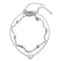 Zinc Alloy Anklet, plated, Double Layer & for woman Approx 8.6 Inch 