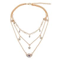 Crystal Zinc Alloy Necklace, with Crystal, plated, multilayer & for woman & with rhinestone, golden Approx 14.9 Inch 